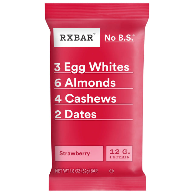 RXBAR Protein Bar - Strawberry - 1.83 Oz Bars, 12 Count - Real Food Protein