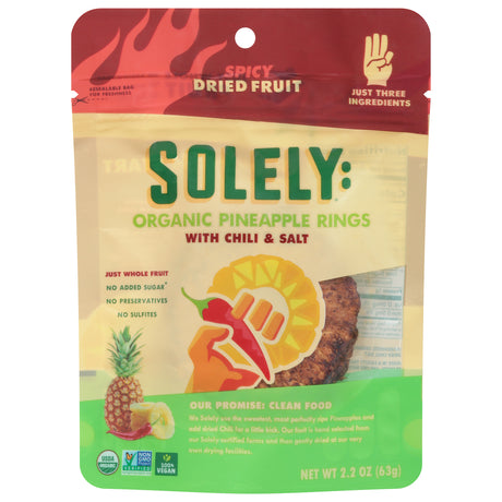 Solely Pineapple Chili Dried Fruit Pouch | Sweet & Spicy Snack 8x2.2oz