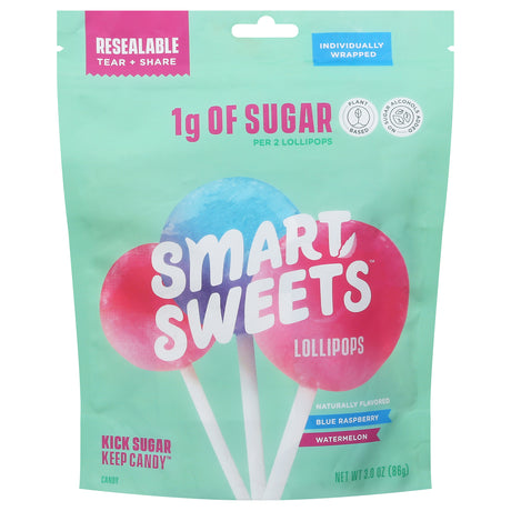 Smartsweets Watermelon Raspberry Lollipops - 10 Count - Sugar-Free Candy