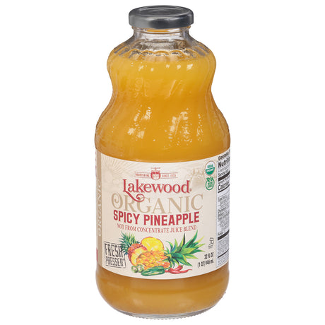 Lakewood Organic Spicy Pineapple Juice Organic, 32 fl oz  (6 Count)