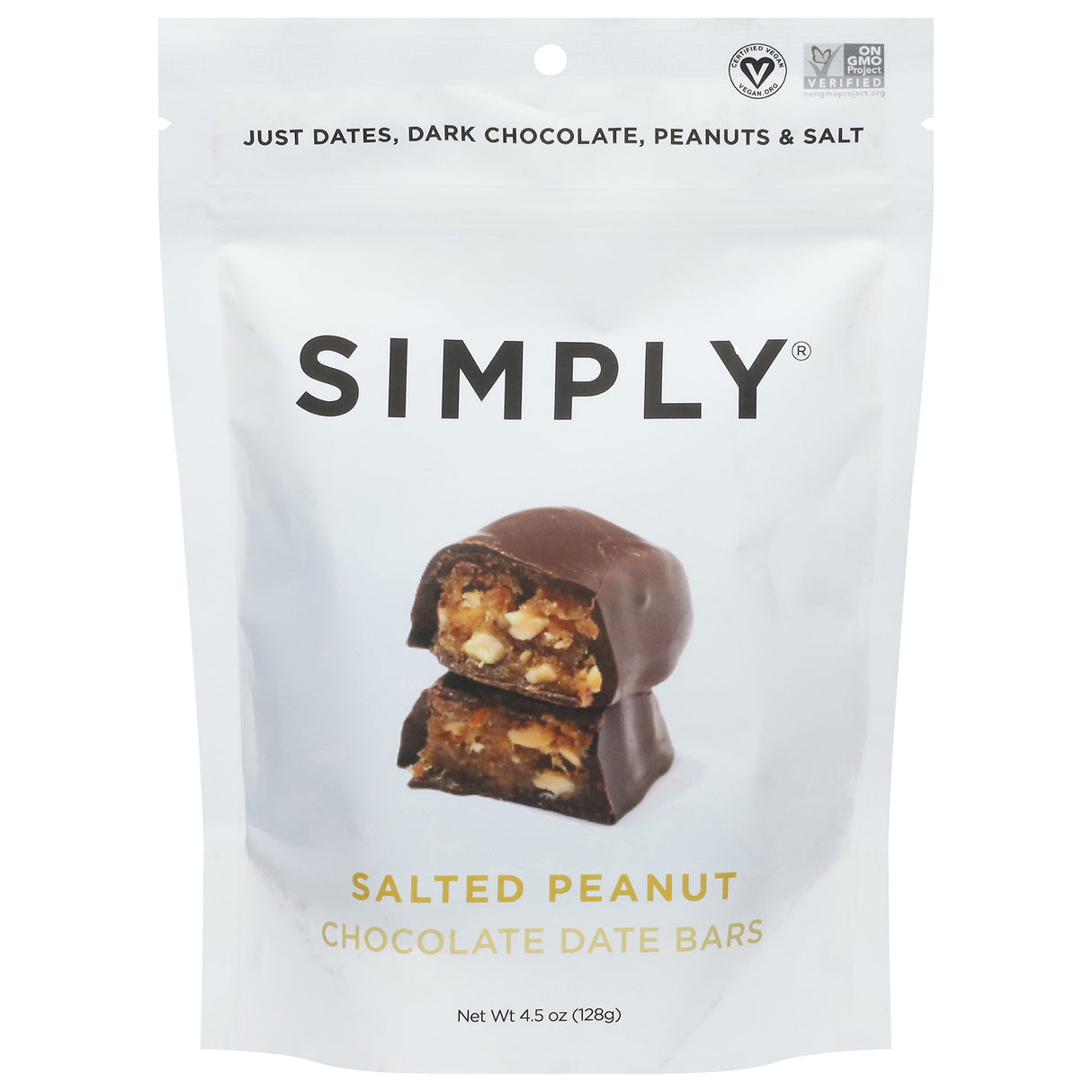 Simply Gum Chocolate Sea Salted Peanut Date Bars: 6 Pack Healthy Snack