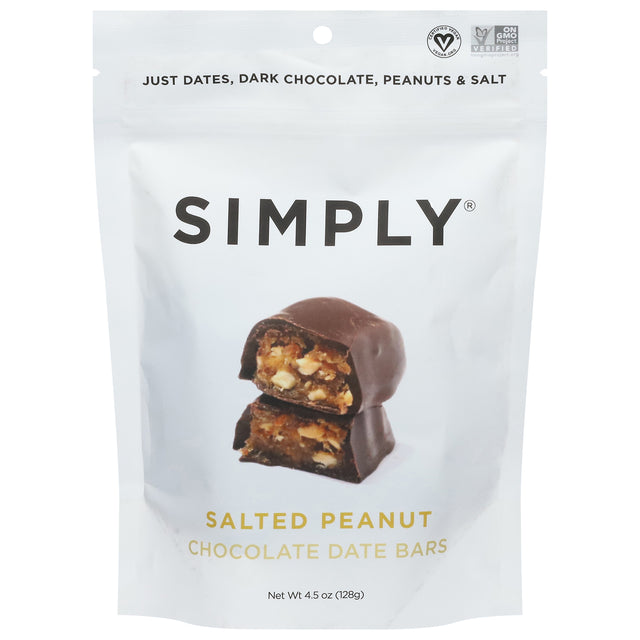 Simply Gum Chocolate Sea Salted Peanut Date Bars: 6 Pack Healthy Snack