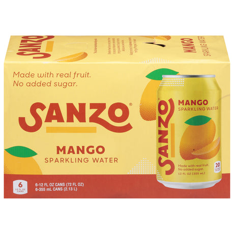 Sanzo Mango Sparkling Water: Case of 4, Low Sugar, Natural Flavors, Healthy Drink