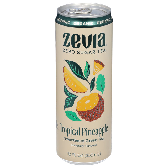 Zevia Organic Green Tea, Tropical Pineapple Flavor, 12-Pack