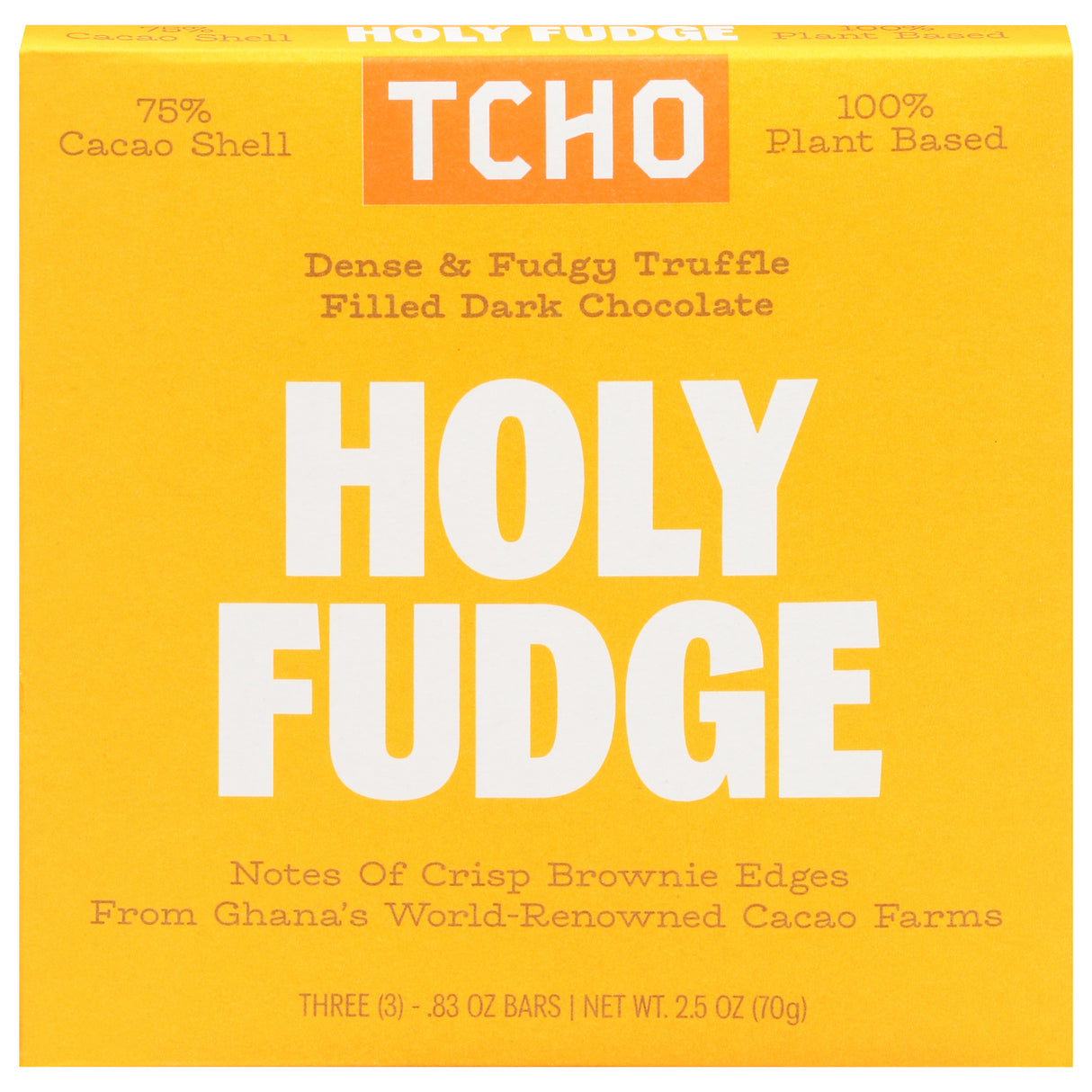 Tcho Chocolate Holy Fudge Organic Dark Chocolate Bars - Case of 10 (2.5 oz)