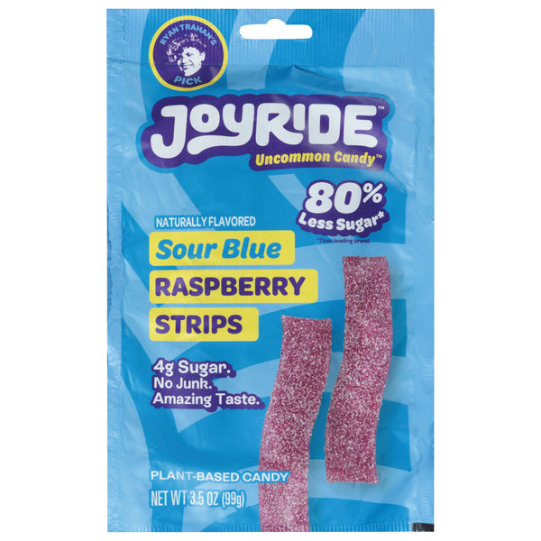 Joy Ride Sour Strips Blue Raspberry - Pack of 10 (3.5 Oz Each) - Tangy Candy Sticks