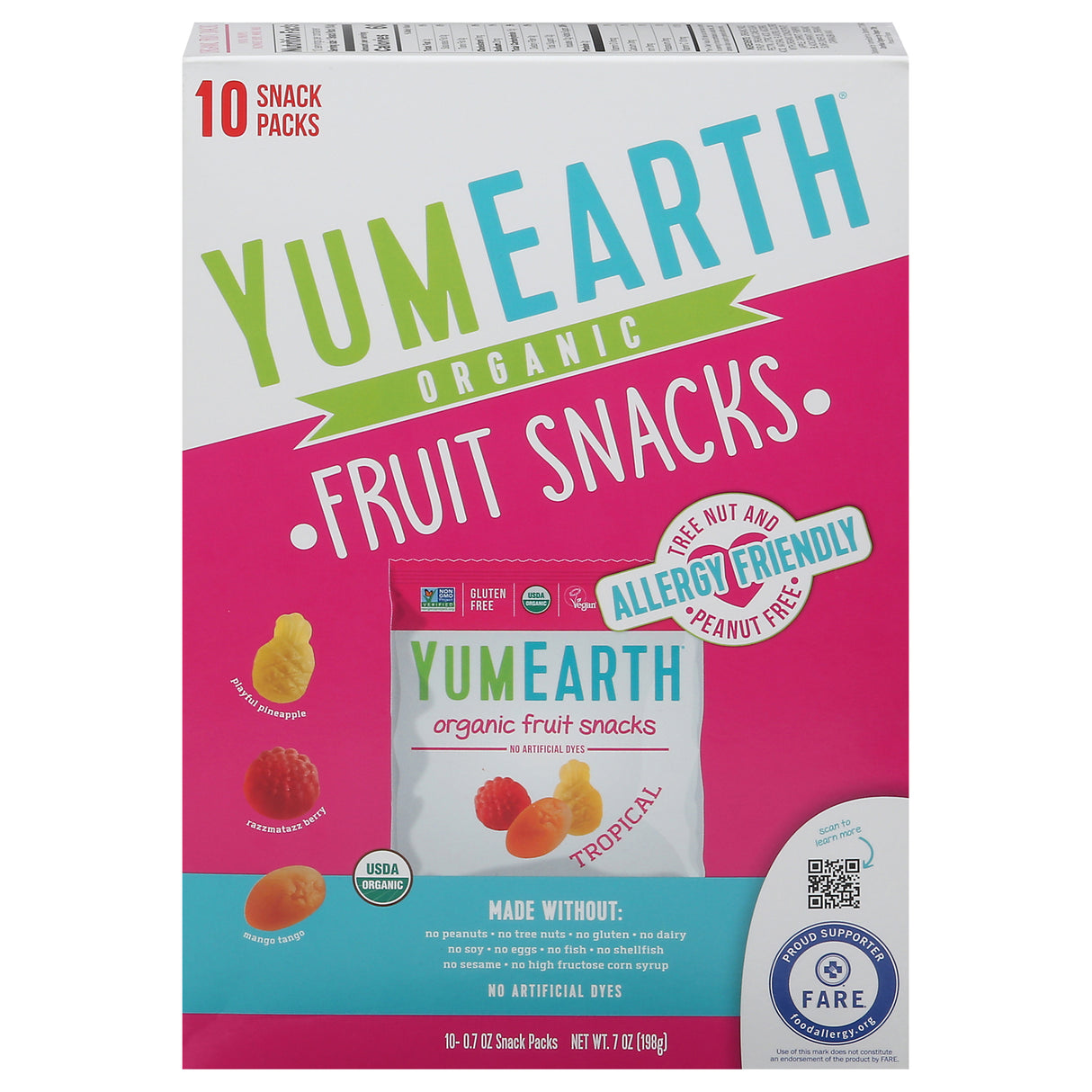 YumEarth Organic Tropical Fruit Snacks: 6 Bags, 7 oz - Natural Fruity Treat