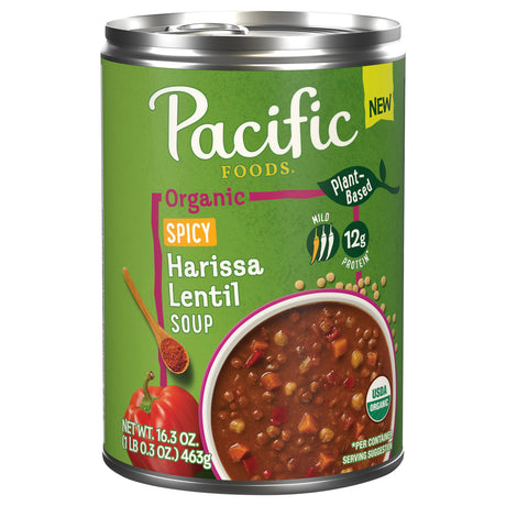 Pacific Foods Lentil Soup, Spicy Harissa, Organic, 12 Pack - Healthy Meals