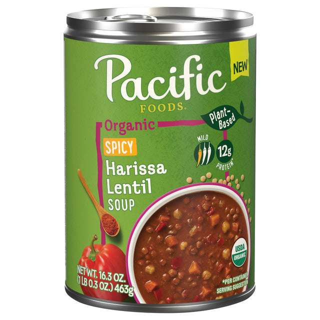 Pacific Foods Lentil Soup, Spicy Harissa, Organic, 12 Pack - Healthy Meals