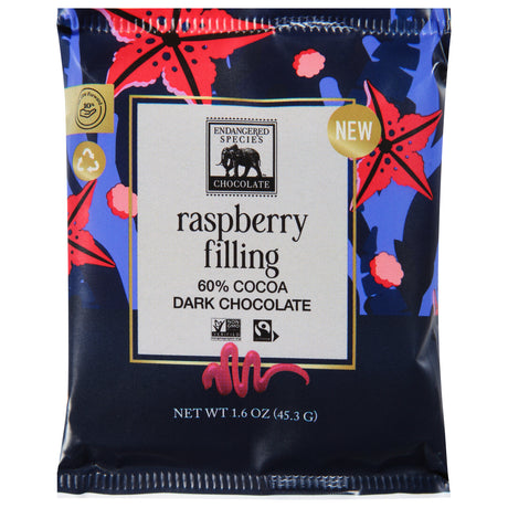 Endangered Species Chocolate: Dark Chocolate Raspberry Bars 60% Cacao - 12 ct