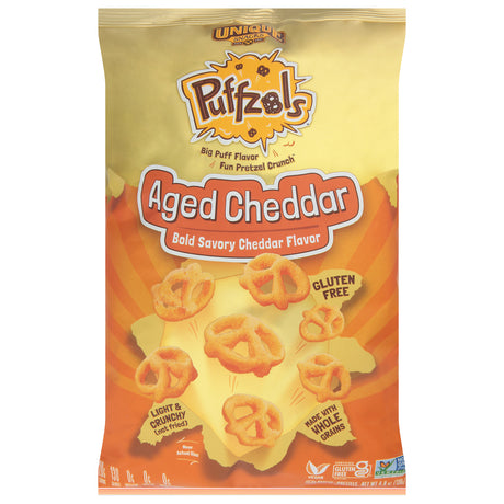 Unique Pretzels Puffzels Aged Cheddar 6 Bags | Crunchy Cheddar Pretzel Puffs