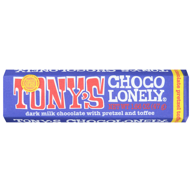 Tony's Chocolonely Dark Milk Chocolate Pretzel Toffee Bar | Case of 20