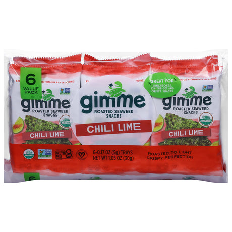 Gimme Seaweed Snacks Chili Lime: Gluten-Free Vegan Snack Packs, 8 ct
