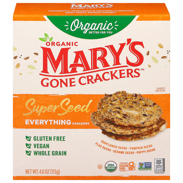 Mary's Gone Crackers Everything Seed Crackers - 6 Bags of 4 oz Organic Gluten-Free Crackers