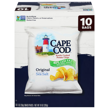Cape Cod Kettle Chips Red FAT (40 Count) | Crispy, Flavorful Potato Chips