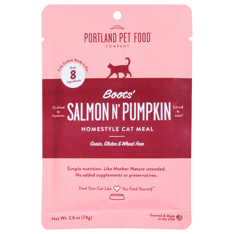 Portland Pet Food Salmon Pumpkin Cat Food Pouches - Healthy & Delicious 12pk