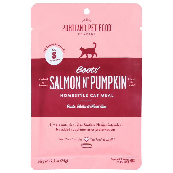 Portland Pet Food Salmon Pumpkin Cat Food Pouches - Healthy & Delicious 12pk