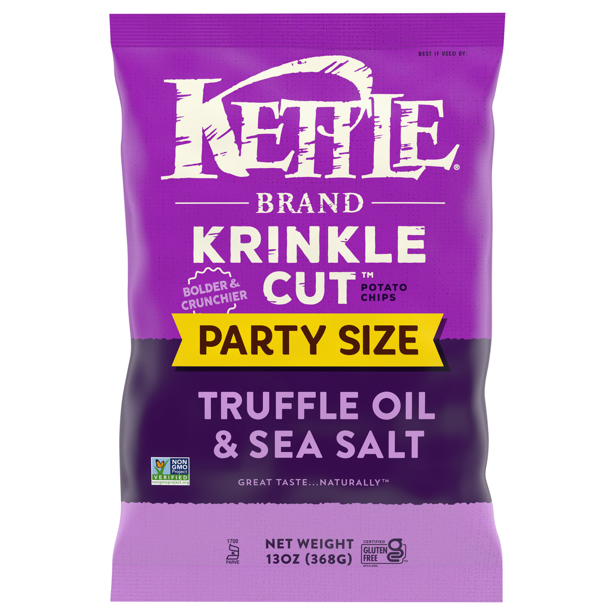 Kettle Brand Krinkle Cut Potato Chips, Sea Salt, 9-13 oz, Pack of 9