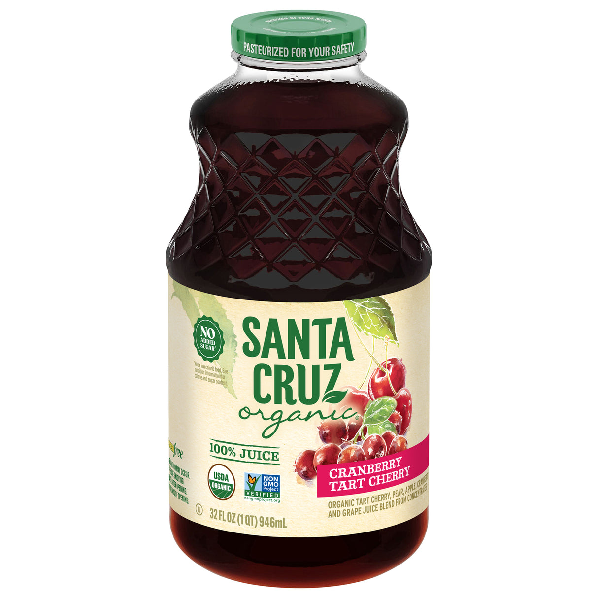 Santa Cruz Organic Cherry Cranberry Juice, 6 Bottles - Tart & Delicious!
