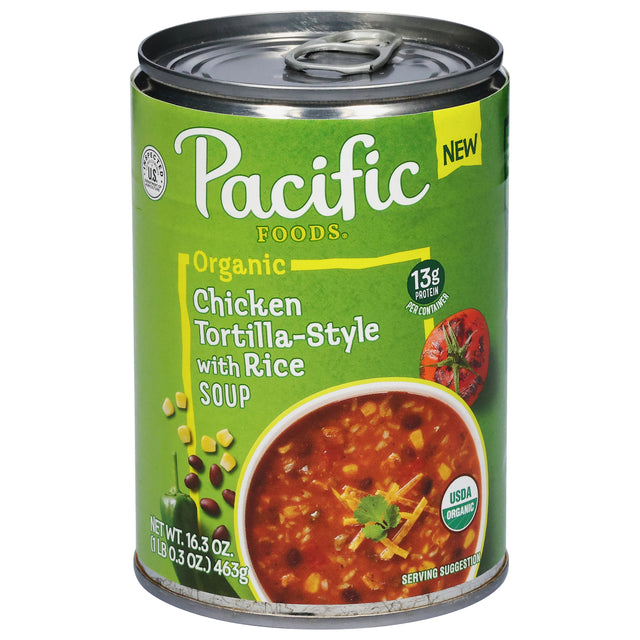 Pacific Foods Organic Chicken Tortilla Rice Soup, 16.3 oz (Pack of 12)