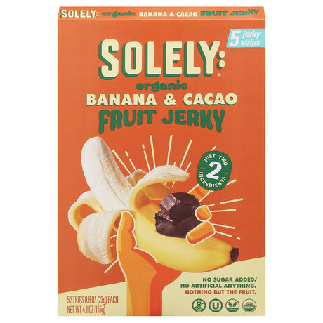 Solely Fruit Jerky, Organic Banana Cacao, Multipack of 6 (4.1 Oz Bags)