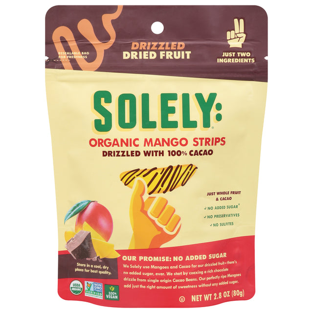 Solely Dried Fruit Strips, Organic Mango, 8 x 2.8 oz Pouches