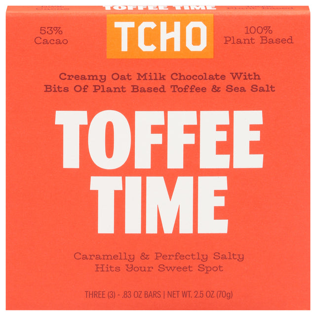 TCHO Toffee Time Organic Milk Chocolate Bar (Pack of 10) - 2.5 oz Each