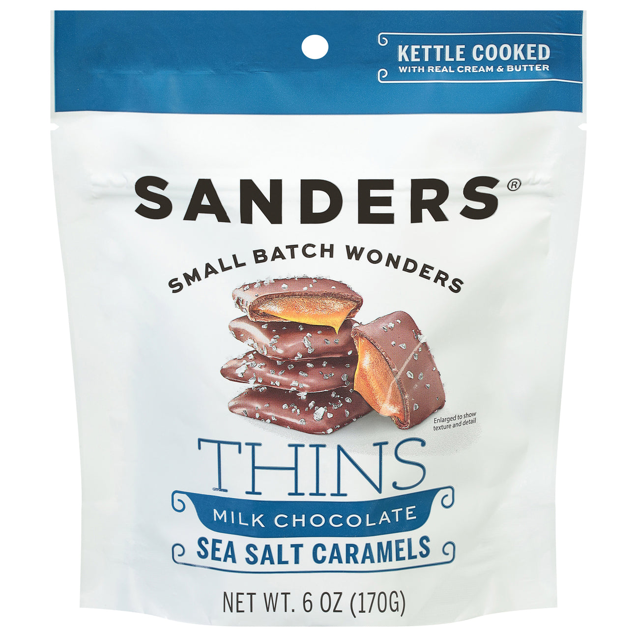 Sanders Milk Chocolate Sea Salt Caramel Thins - 6 oz. (Pack of 6)