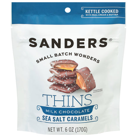 Sanders Milk Chocolate Sea Salt Caramel Thins - 6 oz. (Pack of 6)