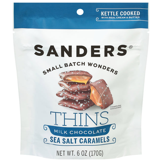 Sanders Milk Chocolate Sea Salt Caramel Thins - 6 oz. (Pack of 6)
