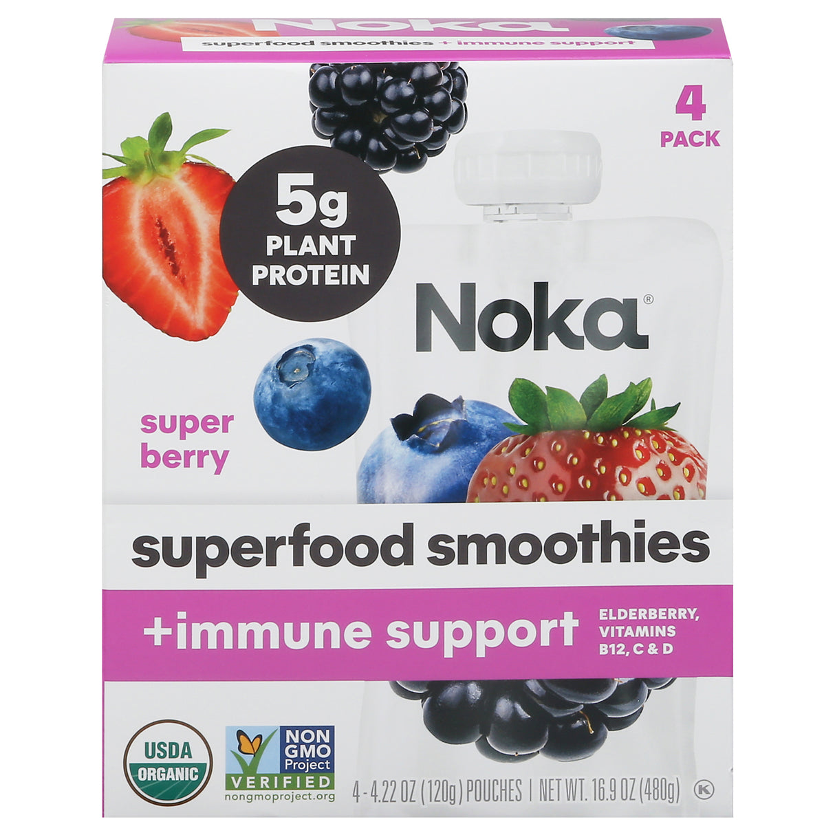 Noka Organic Berry Smoothie 24-Pack: Healthy On-the-Go Superfood Snack