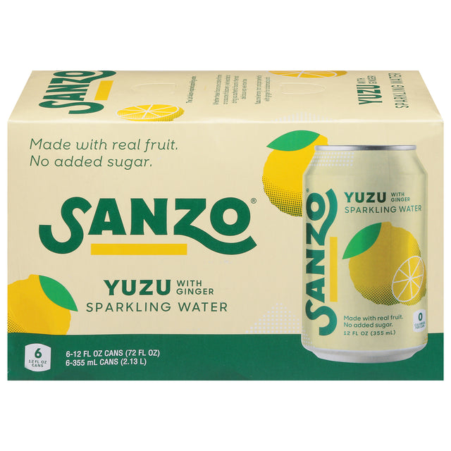 Sanzo Sparkling Yuzu Water: Asian-Inspired Fruit Flavors 4 x 6 Packs 