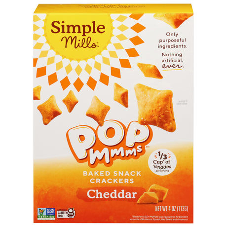 Simple Mills Cracker Pops Cheddar Veggie Snacks | Healthy Crackers: 4oz 6pk