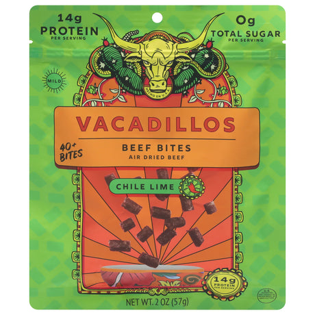 Vacadillos Chili Steak Bites: Air-Dried, 8-2 Oz Packs | Delicious & Healthy