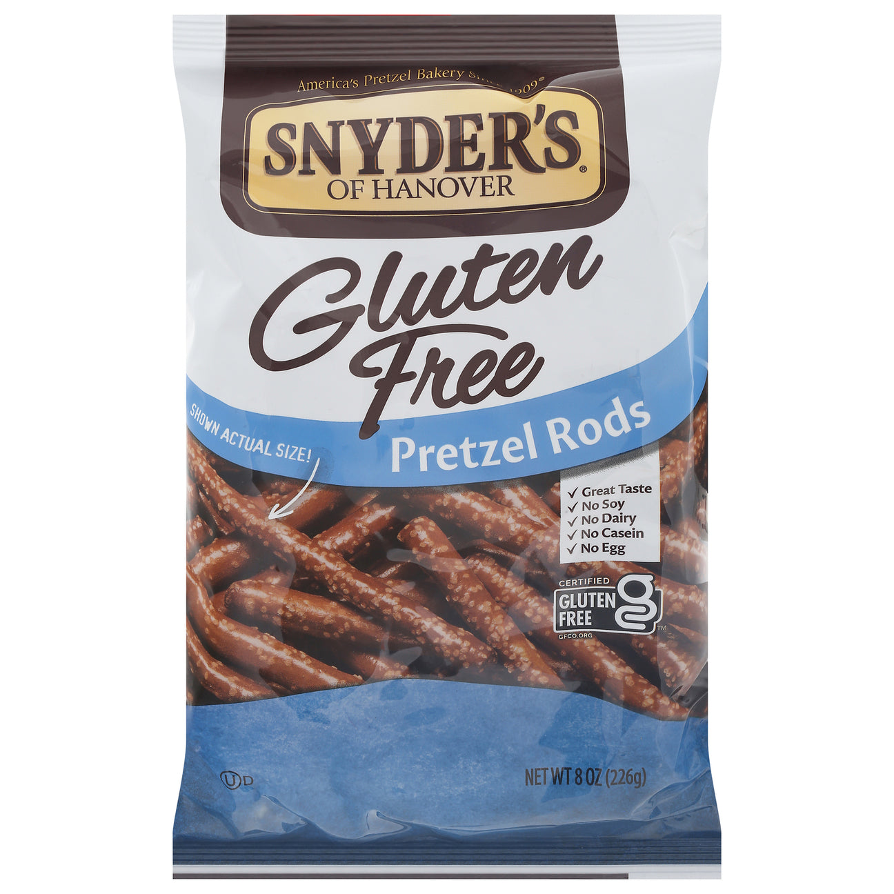 Snyder's of Hanover Gluten-Free Pretzel Rods, 8 oz, Pack of 12