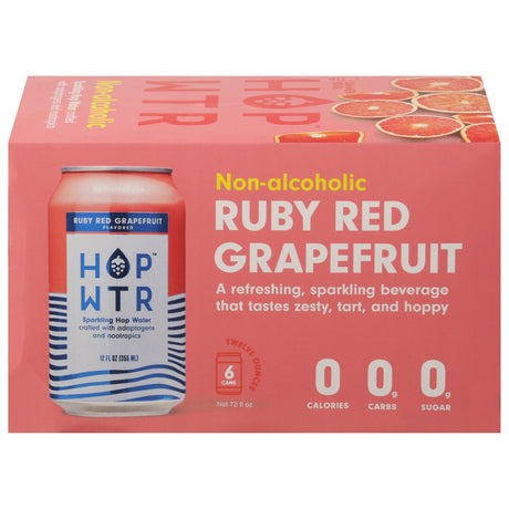 Hop Wtr - Sparkling Grapefruit Hop Water, 6/12 fl oz (Pack of 4) - Healthy Refreshing Drink