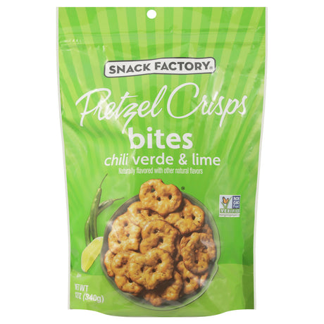 Pretzel Crisps Bites Chili Verde Lime (Pack of 12) - 12 oz Bags