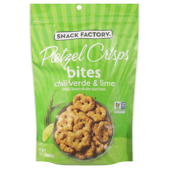 Pretzel Crisps Bites Chili Verde Lime (Pack of 12) - 12 oz Bags