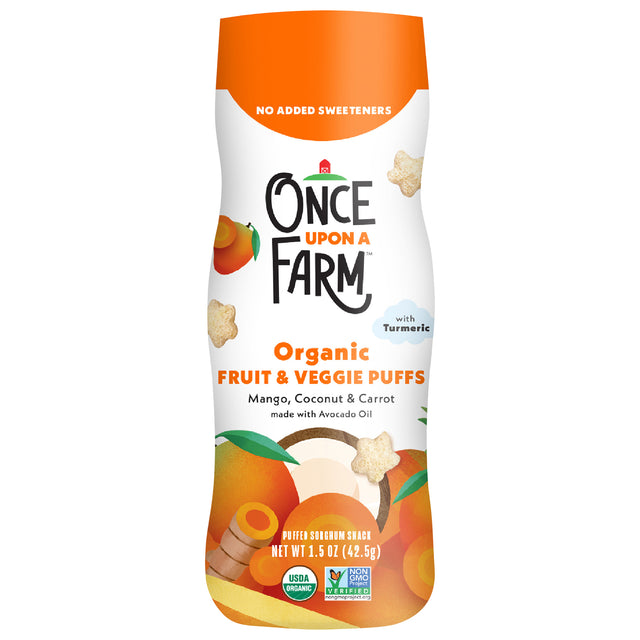 Once Upon A Farm Organic Mango Carrot Coconut Puffs - 6 x 1.5 oz Pouches