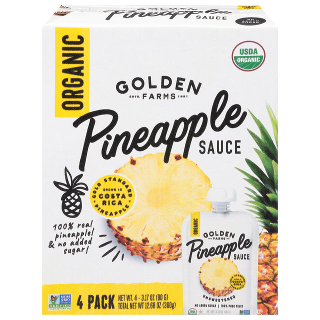 Golden Farms Pineapple Organic Sauce - Pack of 6-4/3.17 Oz - Tropical Fruit Flavor
