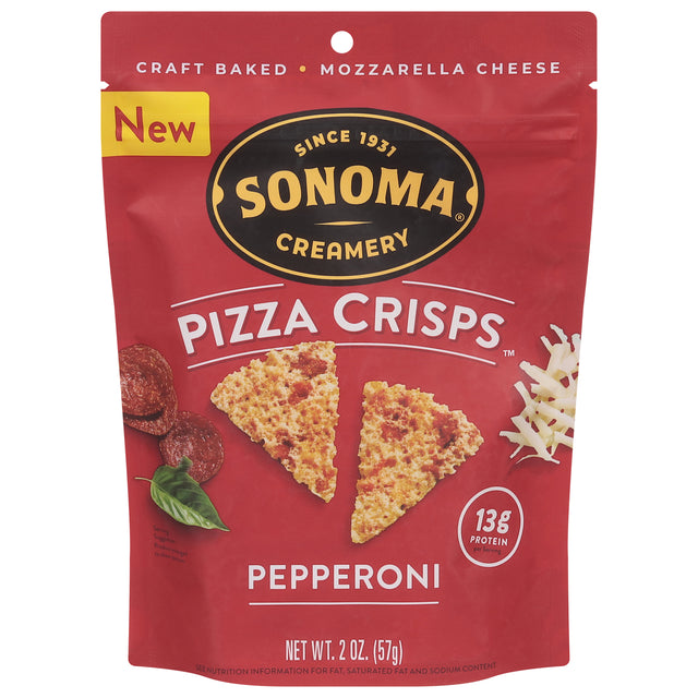 Sonoma Creamery Crisps Pizza Pepperoni, 6 x 2 oz - Keto Friendly Cheese Snack