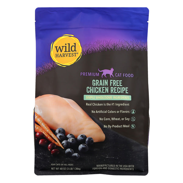 Wild Harvest Grain-Free Chicken Recipe Cat Food - 4 Bags of 3 Lb Each