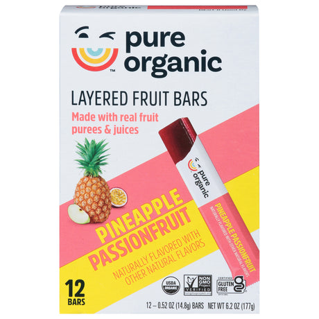 Pure Organic Pineapple Passionfruit Fruit Bars - 9 Pack - Healthy Snack