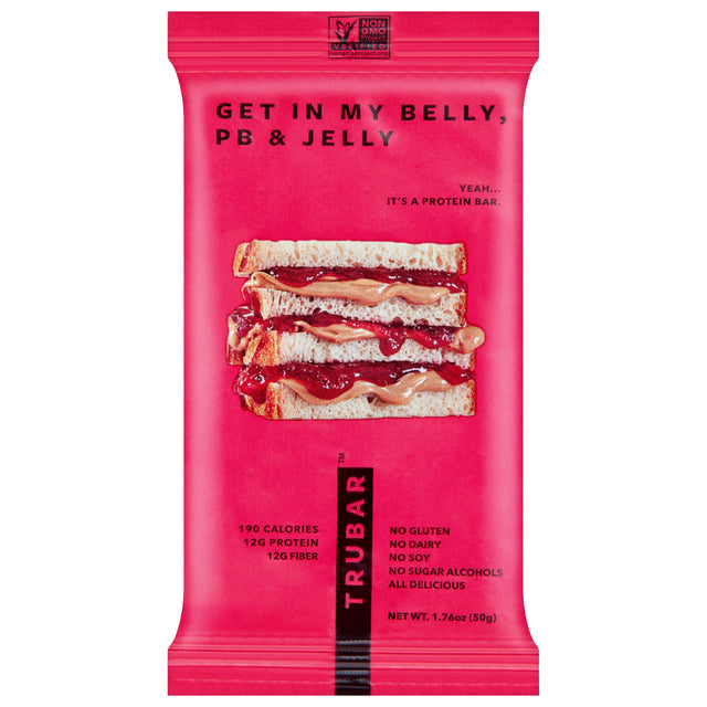 Trubar Get In My Belly PB&J Protein Bar - 12 x 1.76 Oz