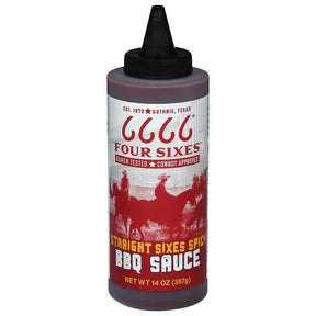 Four Sixes Spicy BBQ Sauce - Straight Sixes Case of 6 - 14oz Bottles