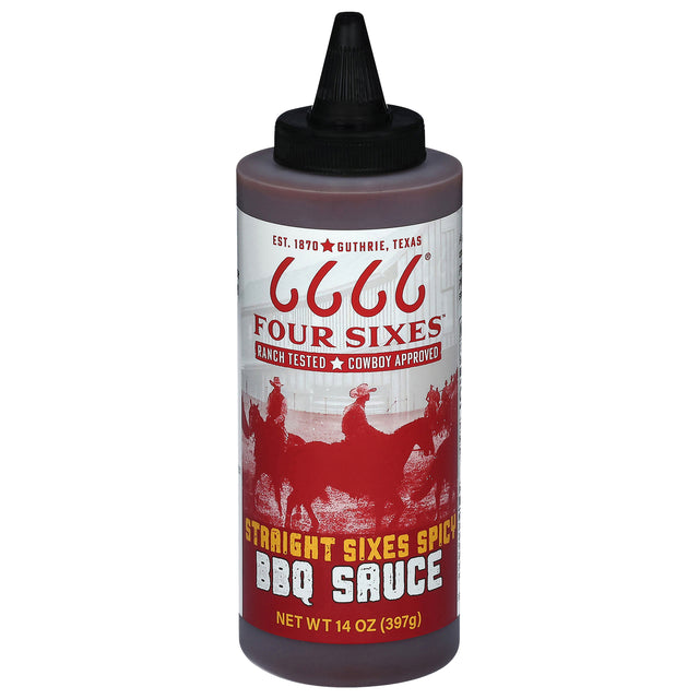 Four Sixes Spicy BBQ Sauce - Straight Sixes Case of 6 - 14oz Bottles