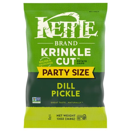 Kettle Brand Krinkle Cut Dill Pickle Chips Case | Bulk Snacks & Lunch, 9-13oz