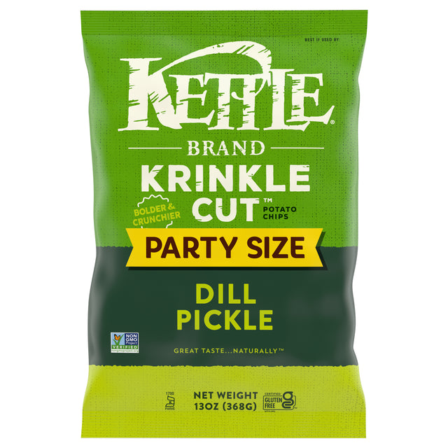 Kettle Brand Krinkle Cut Dill Pickle Chips Case | Bulk Snacks & Lunch, 9-13oz