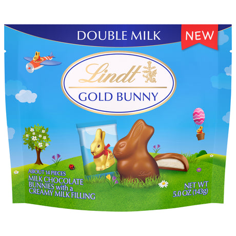 Lindt Milk Chocolate Bunnies Double Milk 5-Count Easter Gift - 5 oz Each