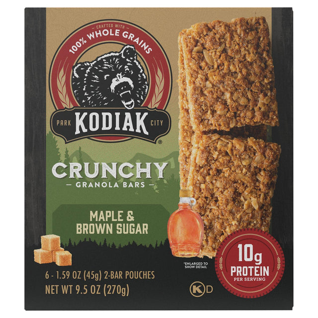 Kodiak Cakes Crunchy Granola Bars, Maple Sugar, 12 x 1.59oz Bars
